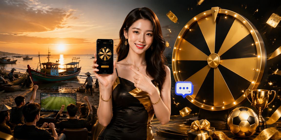 Người dùng Mũi Né thư giãn trên bãi biển và tham gia vòng quay may mắn qua điện thoại